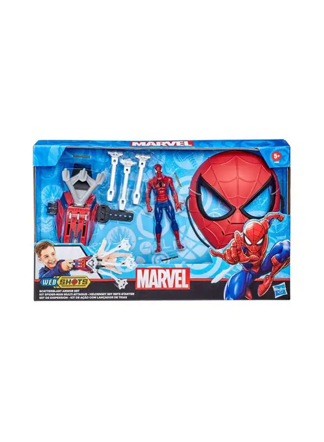 MARVEL Marvel Spider-Man Web Shots Scatterblast Armor Set Toy, Launch 3 Web Projectiles at Once, Includes 3 Projectiles, For Kids Ages 5 and Up 6.4x40.6x25.4cm