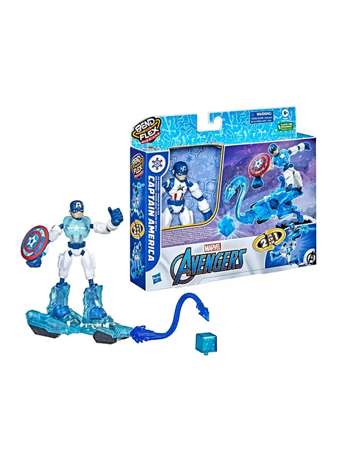 MARVEL Bend and Flex Missions Captain America Ice Mission Figure, 6-Inch-Scale Bendable Toy with 2-in-1 Accessory