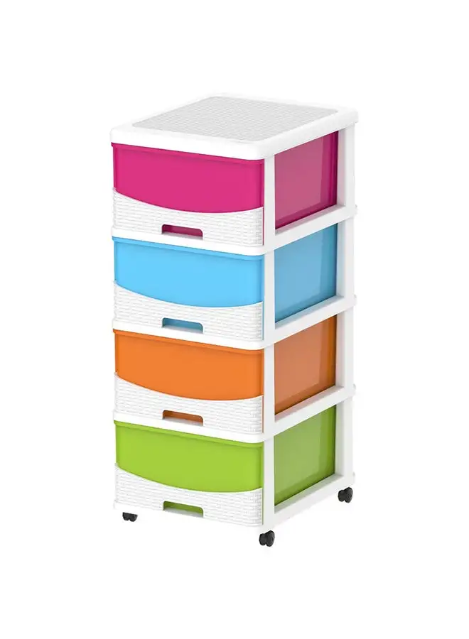 Cosmoplast Rattan Storage Cabinet-4 White Mix