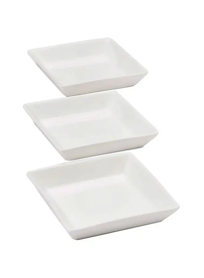 Verona 3-Piece Square Serveware White 4inch