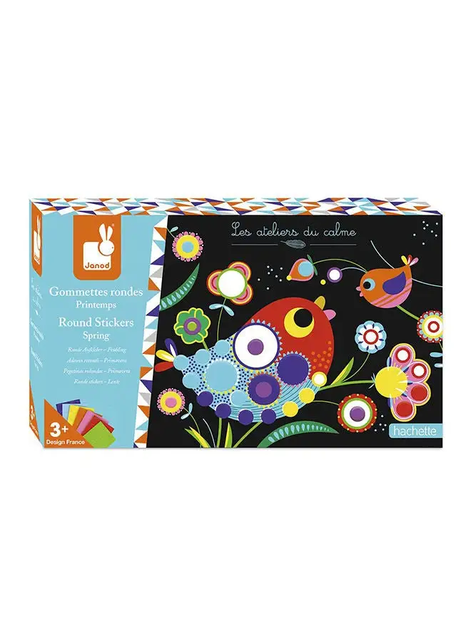 Janod Spring Round Stickers Early Years Creative Leisure Kit Set - Les Ateliers Du Calme, Suitable for Ages 3 and Up