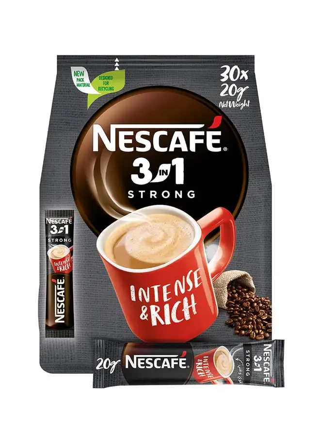 Nescafe 3-in-1 Intense And Rich Coffee Pouch 20grams Pack of 30