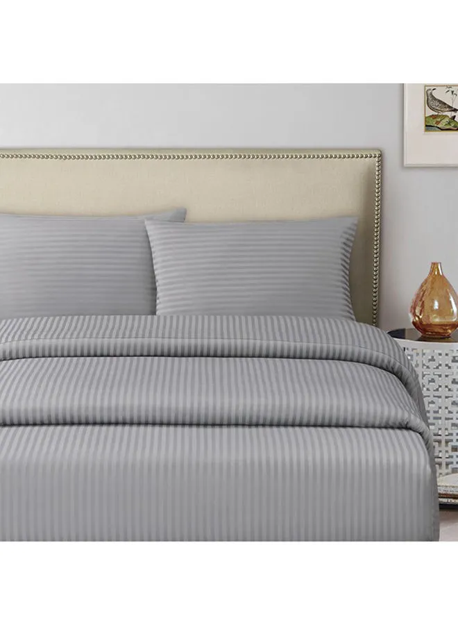 Hotel Linen Klub Hotel Linen Single Duvet Cover  100% Cotton 250TC 1cm Stripe Cotton Silver 165x225cm