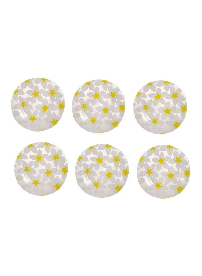 Luminarc 6-Piece Pimprenelle Dessert Plates White/Yellow 19cm