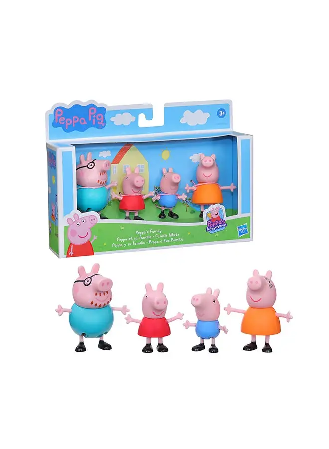 Peppa Pig Peppa  Peppa's Adventures Peppa's Family Figure 4-Pack Toy, 4 Peppa  Family Figures in Iconic Outfits, Ages 3 and up