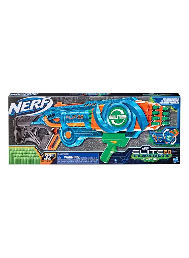 NERF Nerf Elite 2.0 Flipshots Flip-32 Blaster with 32 Dart Barrels, 32 Nerf Elite Darts