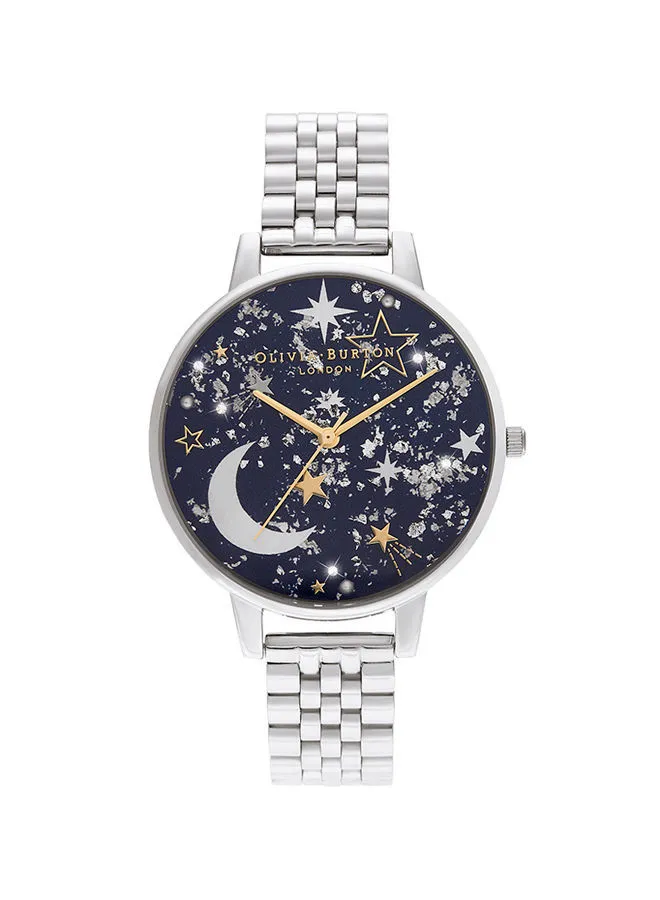 OLIVIA BURTON Women's Celestial Silver & Resin & Silver Glitter & Fake Pearl & Stone Dial Watch