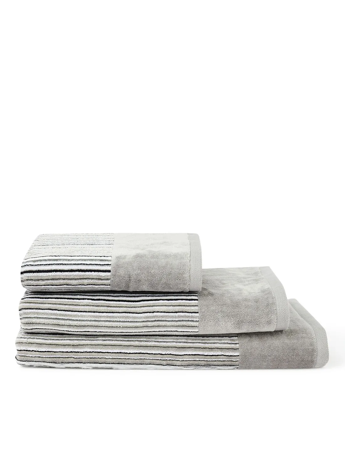 White Rose 3-Piece Yarn Dyed Bath Towel Grey 50x90, 70x140, 80x160cm