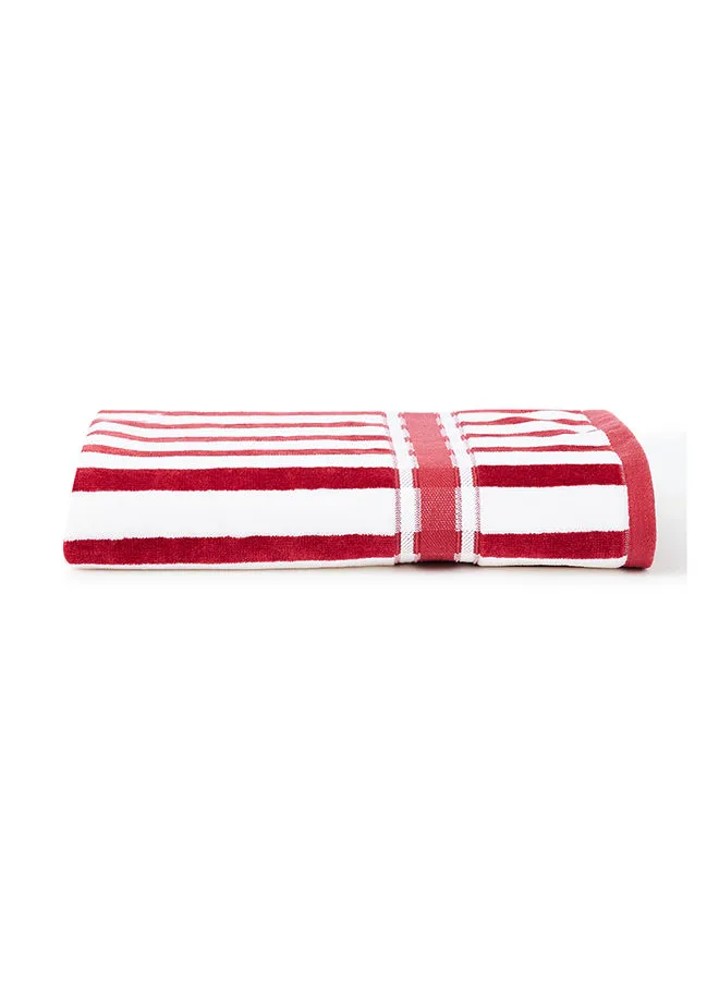 White Rose 100% Cotton Yarn Dyed Stripe Luxury 500 Gsm His And Her Super Cool Bath Sheet Red/White 80x160cm