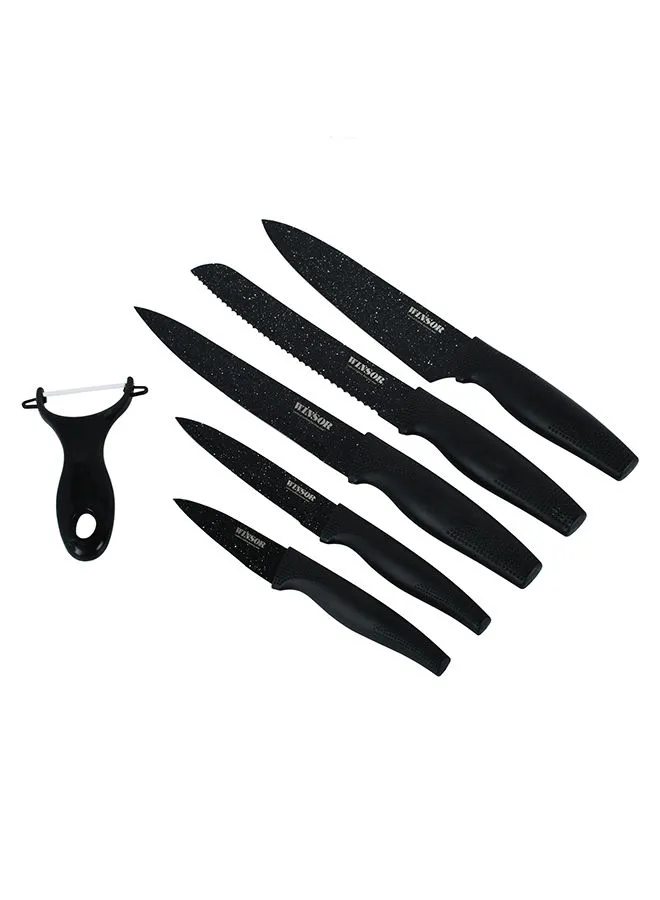 Winsor 6-Piece Non Stick Knife Set Black