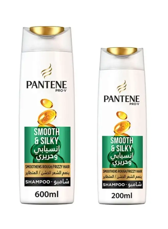 Pantene Smooth And Silky Shampoo 600ml + 200ml Pack of 2