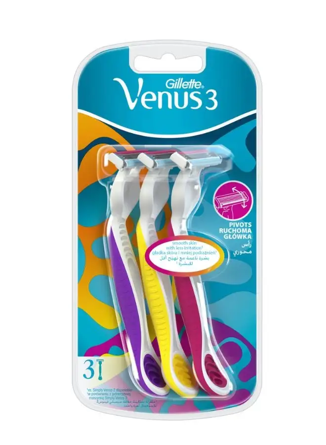 Gillette Gillette Venus3 Disposable Razors Pack of 3 Multicolour