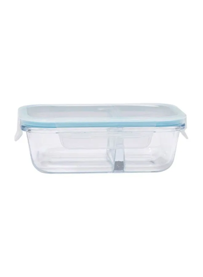 TALIONA Boro Pro Rectangular Divided Food Storage Container With Lid Blue/Clear 640ml 