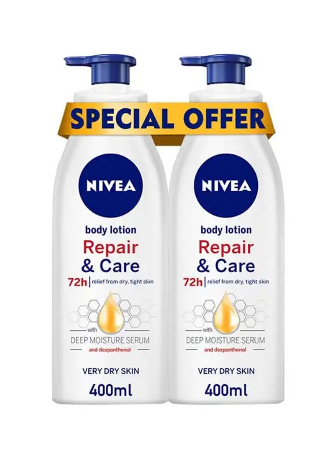 NIVEA Repair And Care Body Lotion، Dexpanthenol للبشرة شديدة الجفاف متعدد الألوان 2x400ml