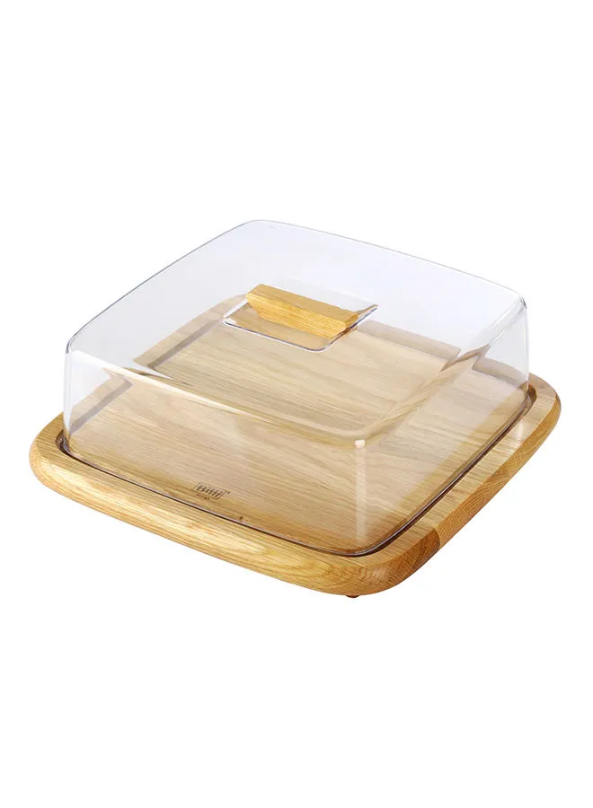 BILLI Cheese Dome With Base Beige/Clear 29.5x29.5x10.5cm