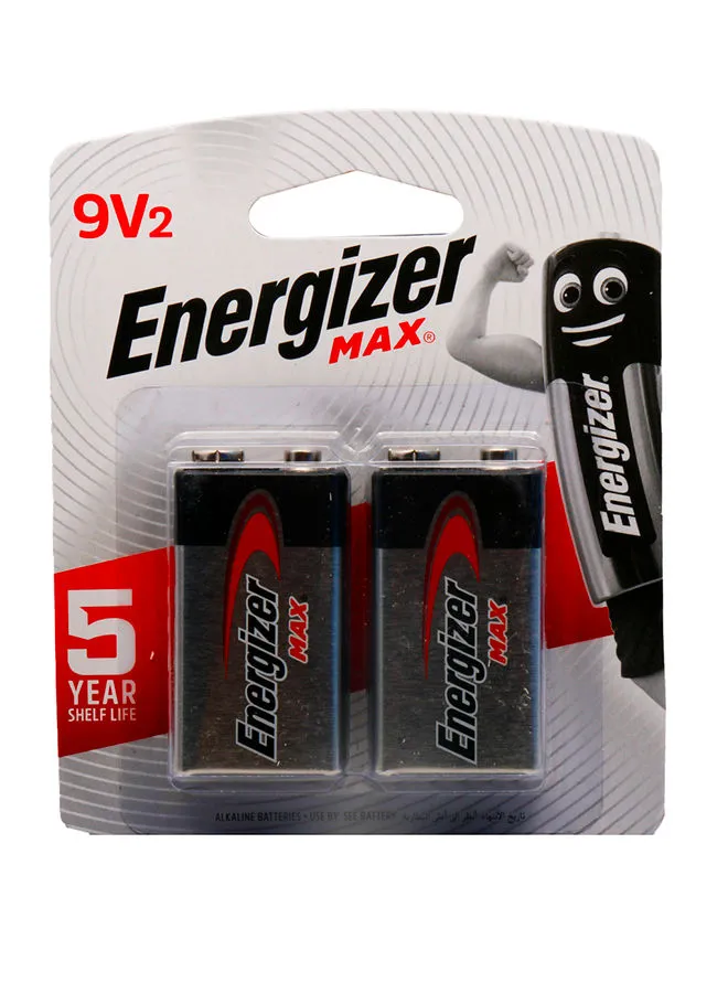 Energizer Energizer Max Alkaline 9V batteries Pack Of 2 White/Black