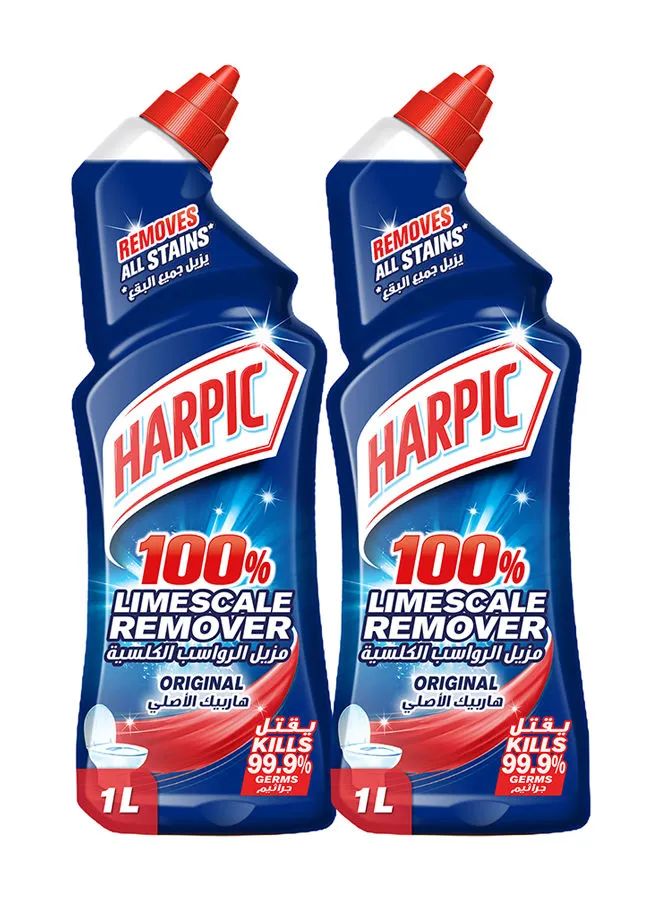 Harpic Original Lime Scale Remover Toilet Cleaner 1L Pack of 2 Clear