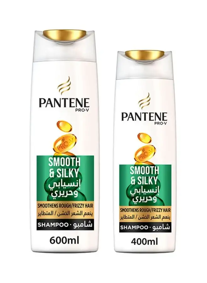 Pantene Smooth And Silky Shampoo 600 + 400ml Pack of 2