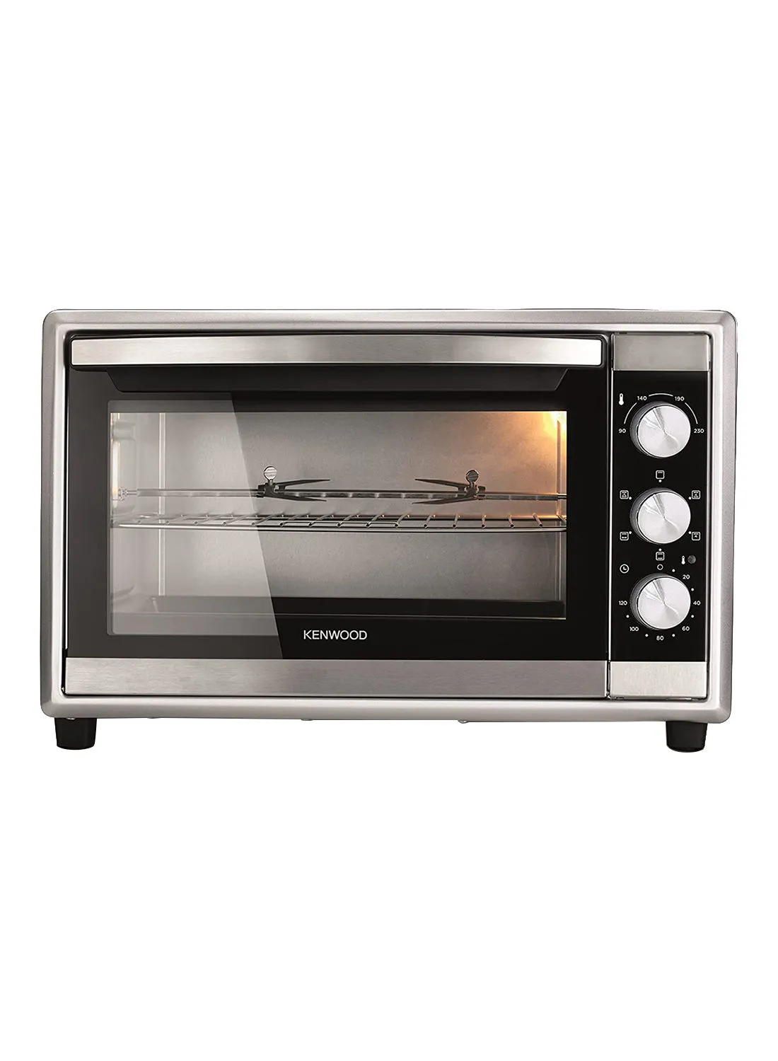 KENWOOD Oven Toaster Grill Large Capacity Double Glass Door Multifunctional With Rotisserie And Convection Function For Grilling, Toasting, Broiling, Baking, Defrosting, Stainless Steel 56 L 2200 W MOM56.000SS Silver