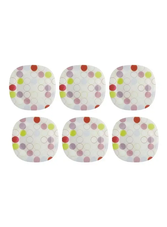 Luminarc 6-Piece Dessert Plate White/Pink/Green 19cm