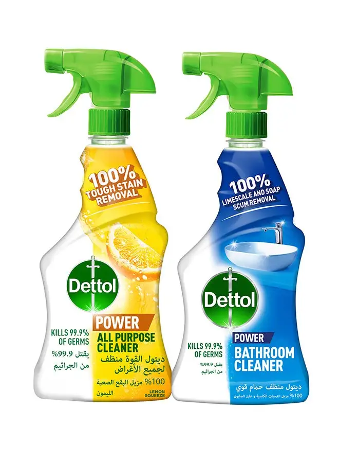 Dettol All Purpose Cleaner Lemon With Bathroom Cleaner Trigger Spray, Pack Of 2 500ml