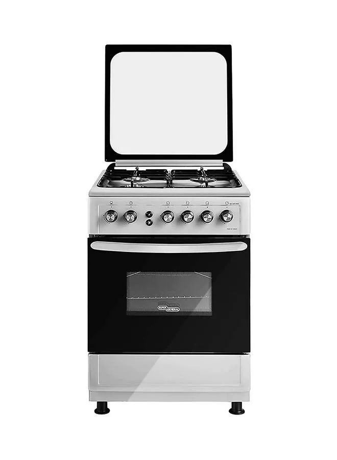 SUPER GENERAL 4 Burner Gas Grill Oven 60 x 60 cm ,Full-Safety, Stainless-Steel Cooker, Gas Oven With Rotisserie, Automatic Ignition SGC6470MSFS Black/Silver