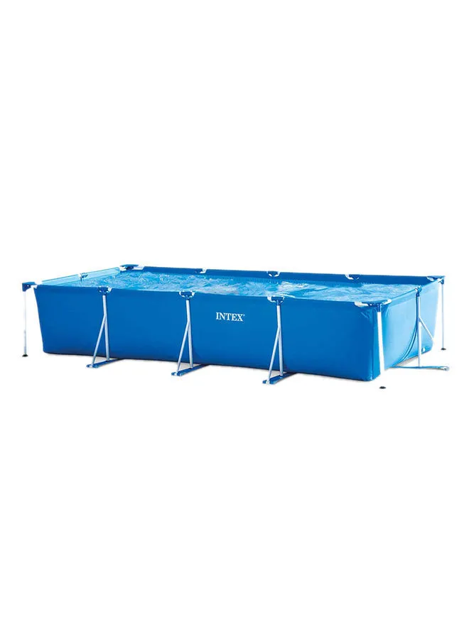 INTEX Superior Strength And Longer Durability Sturdy Rectangular Unisex Frame Swimming Pool Blue with Filter Pump Model 28274 Summer Fun Water Play 450x220x84cm