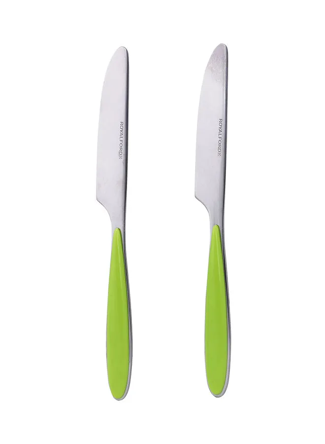 Royalford 2-Piece Tab Knife Set Silver/Green 22.5 x 2 x 1.4cm