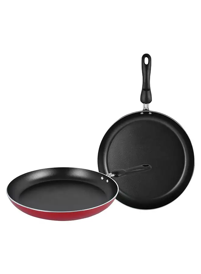 Prestige Frypan Twin Pack Set Includes Small Pan 24cm, Large Pan Black/Red 28cm