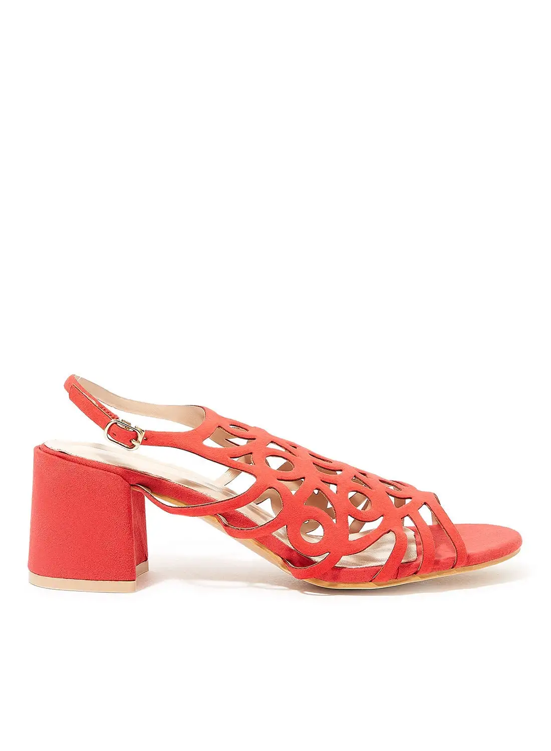 Ronnie Grey Faux Suede Sandals Red