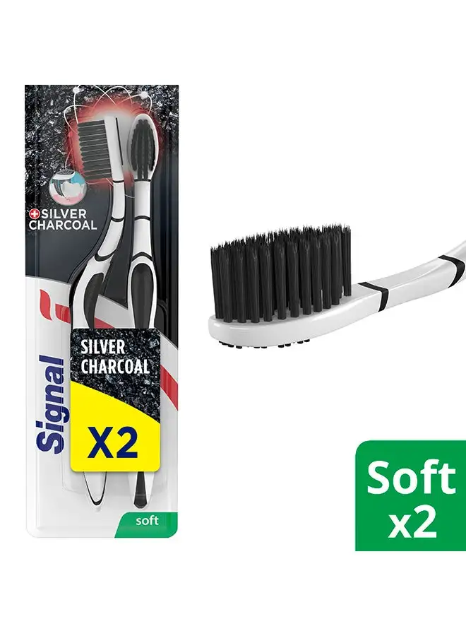 سيجنال 2-Piece Soft Brist Toothbrush متعدد الألوان