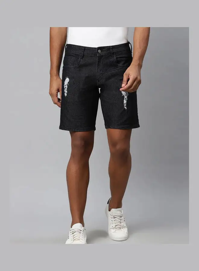 Kook N Keech Mid-Rise Casual Shorts Black