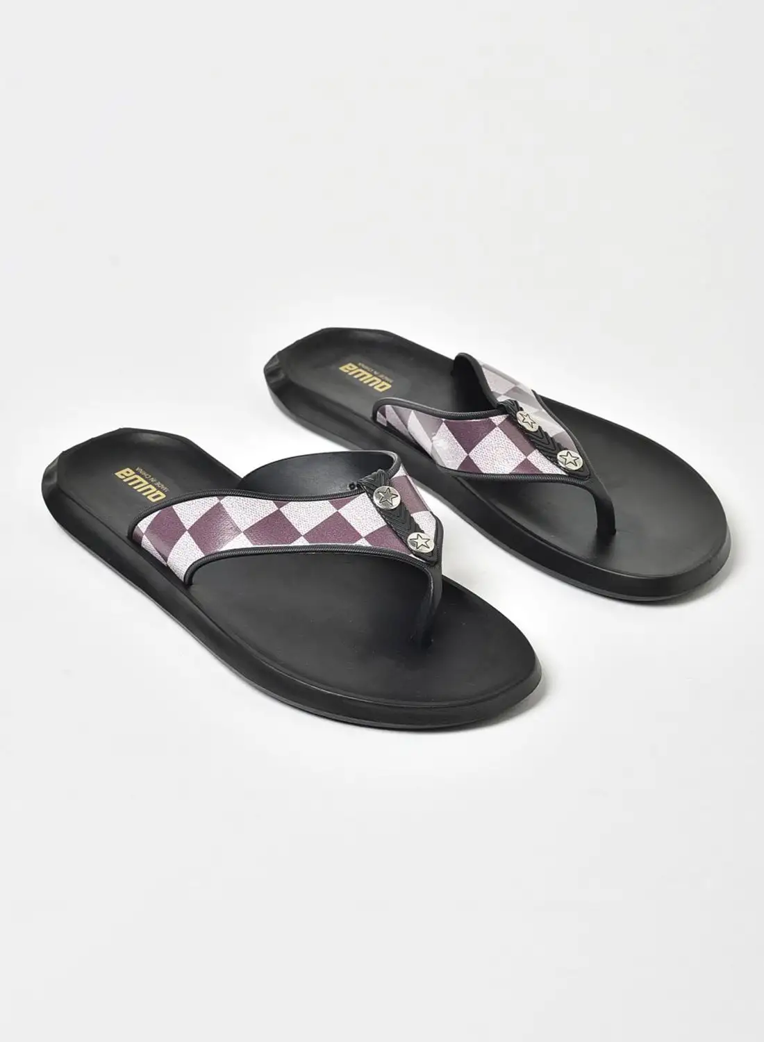 QUWA Flat Flip Flops Brown/White