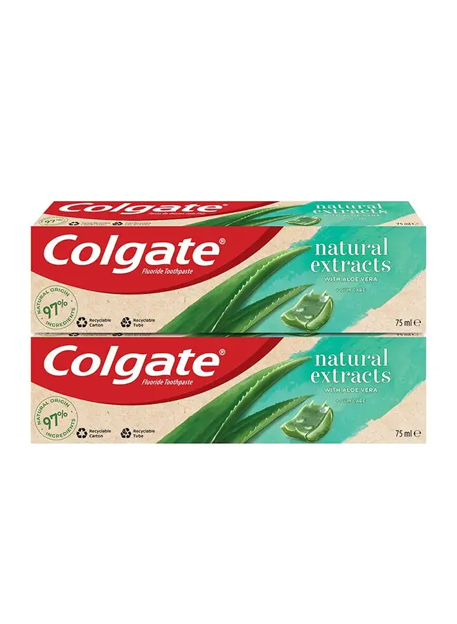 Colgate Natural Extracts Toothpaste With Aloe And Green Tea Pack Of 2 Multicolour 75ml