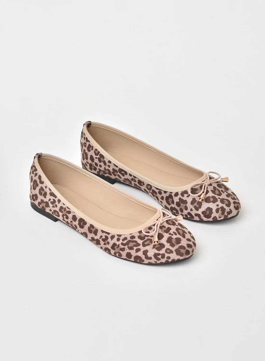 Aila Animal Print Ballerina Leopard Beige