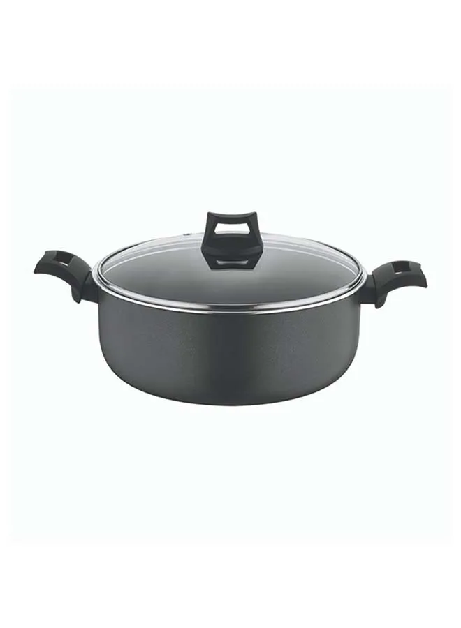 BLACK+DECKER Non-Stick Casserole, Stockpot & Stewpot with Glass Lid and 5 Layer PTFE Non-Stick Spray Coating BXSCP24BME Black