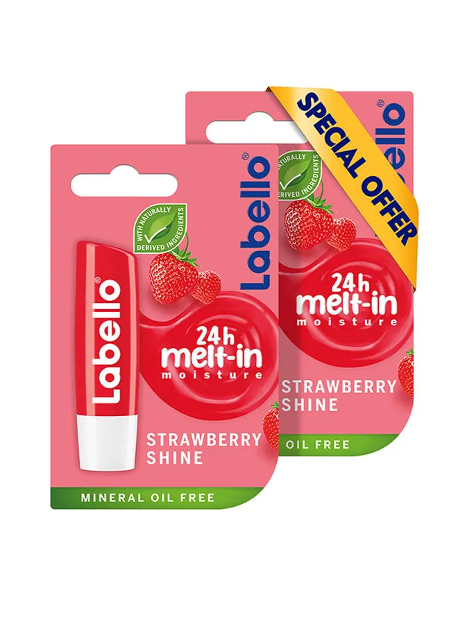 Labello Pack Of 2 Moisturizing Lip Balm Strawberry Shine 4.8grams