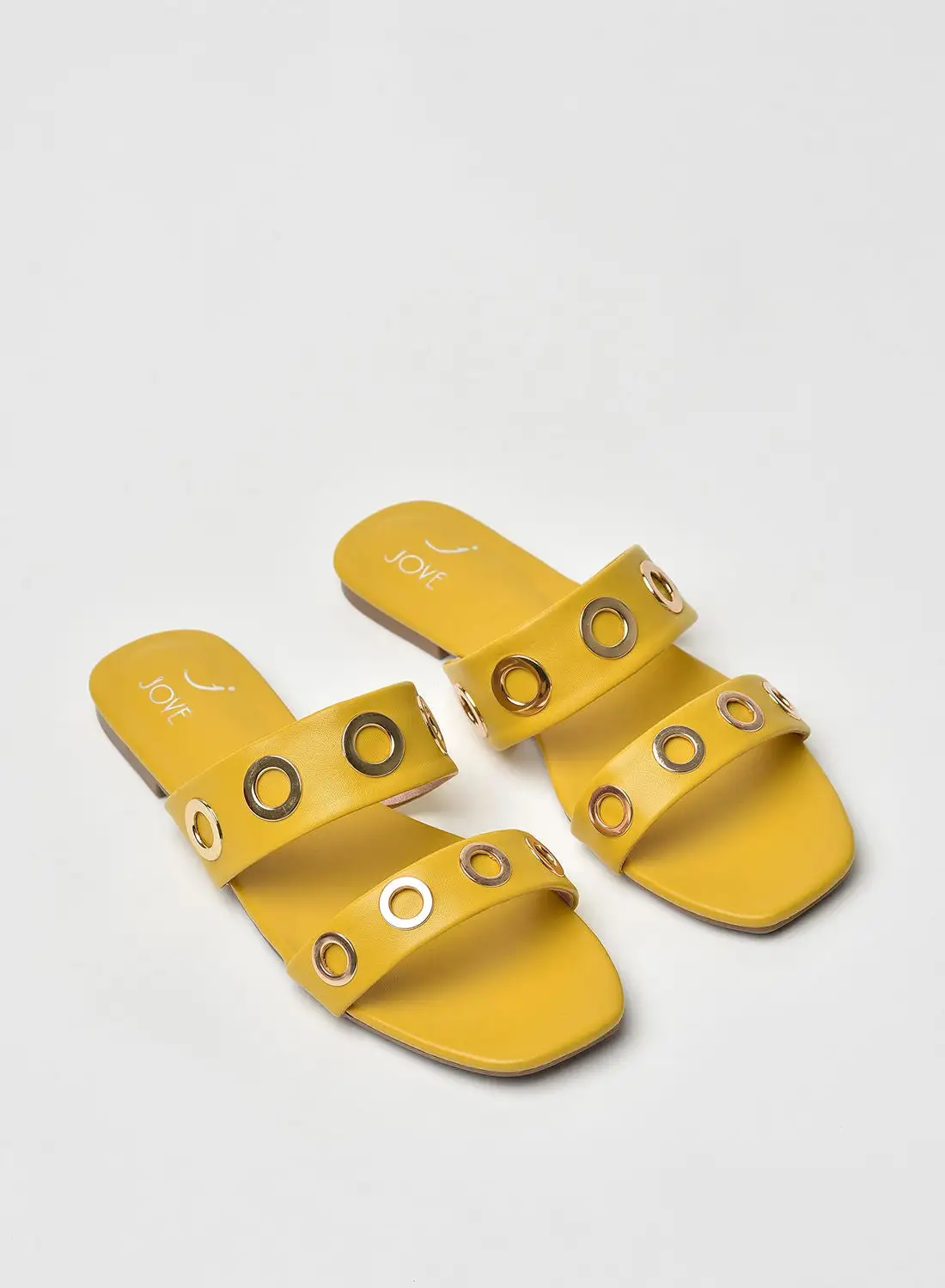 Jove Stylish Elegant Flat Sandals Mustard