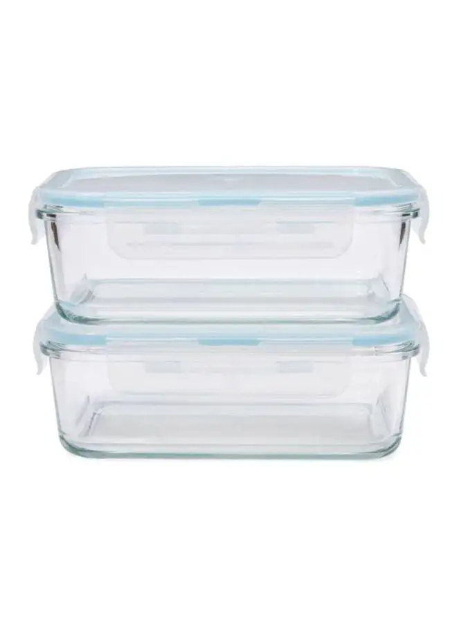 TALIONA Boro Pro 2-Piece Rectangular Food Storage Container Set With Lid Blue/Clear 900ml 