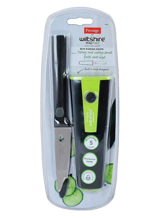 Prestige Stay Sharp Paring Knife Wiltshire Black/Silver/Green 9cm