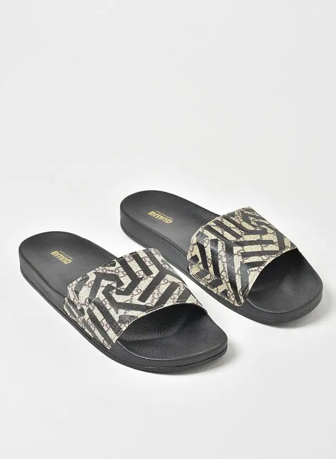 QUWA Regular Slip-On Slides Black/Grey/Beige