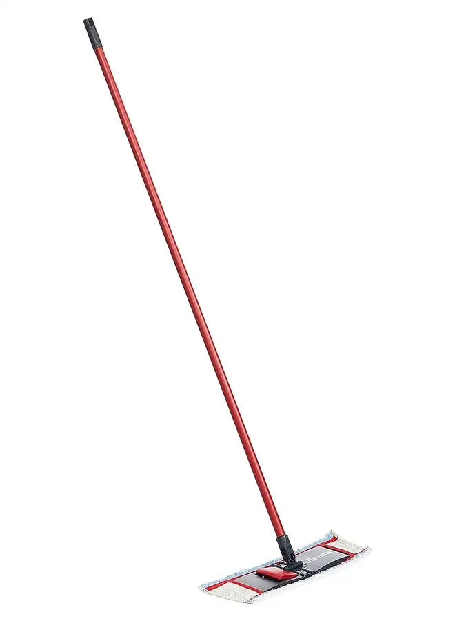 Vileda ActiveMax Lavatutto Micro & Cotton Flat Mop, Trapezoid-shaped, Telescopic handle, High absorbency Red