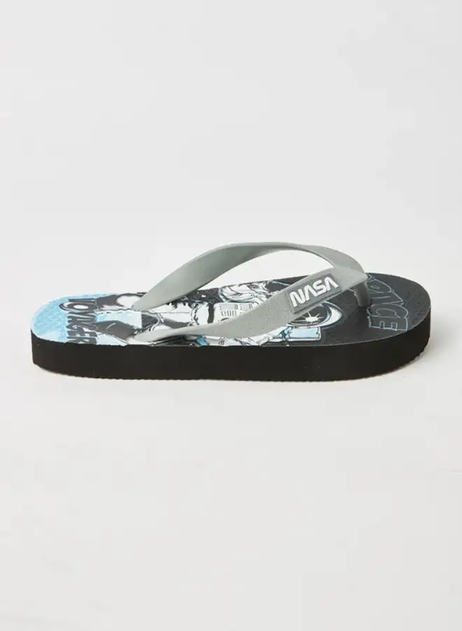 NEON Casual Printed Slip-On Flip Flops Black