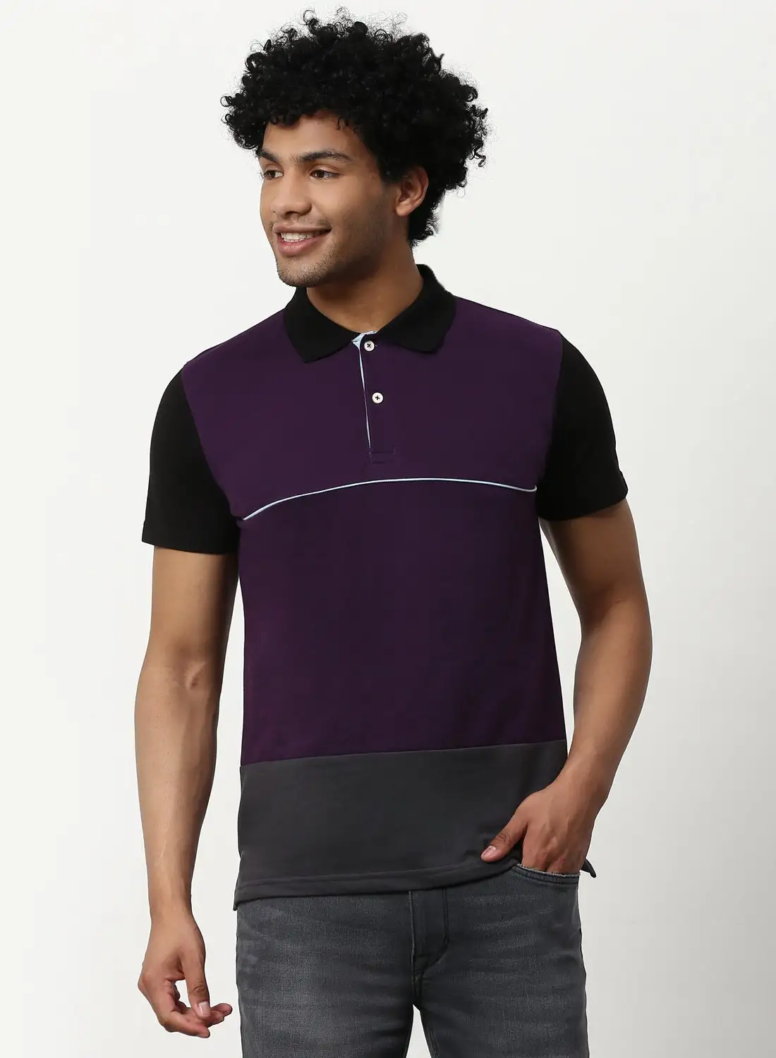 ABOF Casual Slim Polo Purple