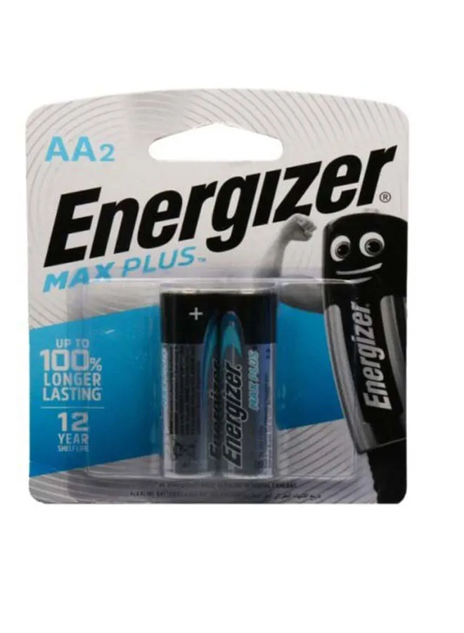 Energizer Energizer Max Plus 1.5V Alkaline batteries- For Power Demanding Devices - AA  Pack Of 2 Silver/Black/Blue