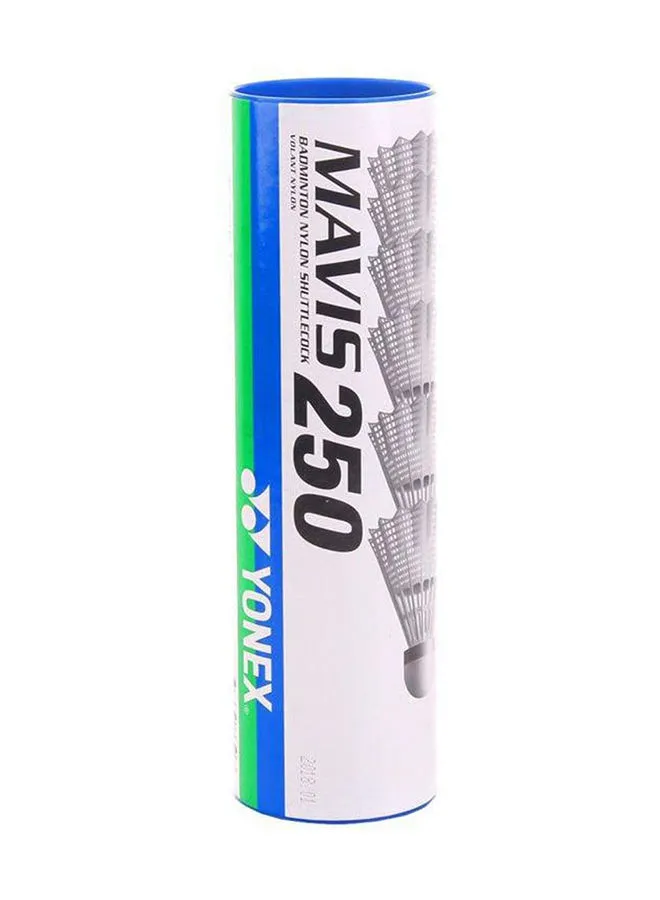 Yonex Yonex Mavis 250 Green Cap Slow Badminton Shuttlecock 6 Pack ، أبيض