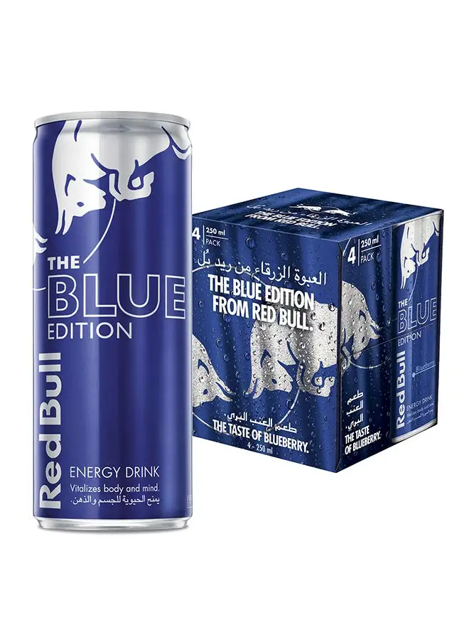 Red Bull Blueberry Energy Drink Berry 250ml Pack of 4. ريد بُل بلوبيري مشروب طاقة التوت 250 مل