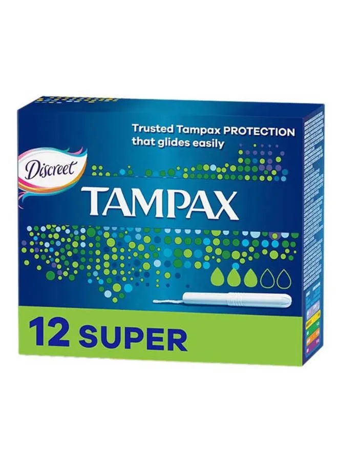 Tampax Cardboard Applicator Tampons Super Absorbency 12 Count