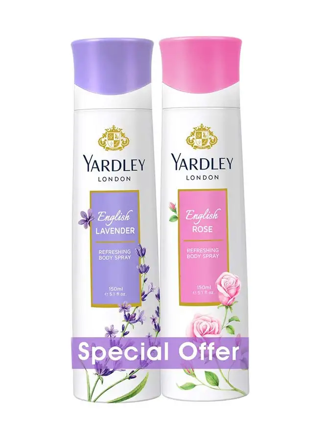 Yardley Pack Of 2 Body Spray Lavender With Rose 150ml