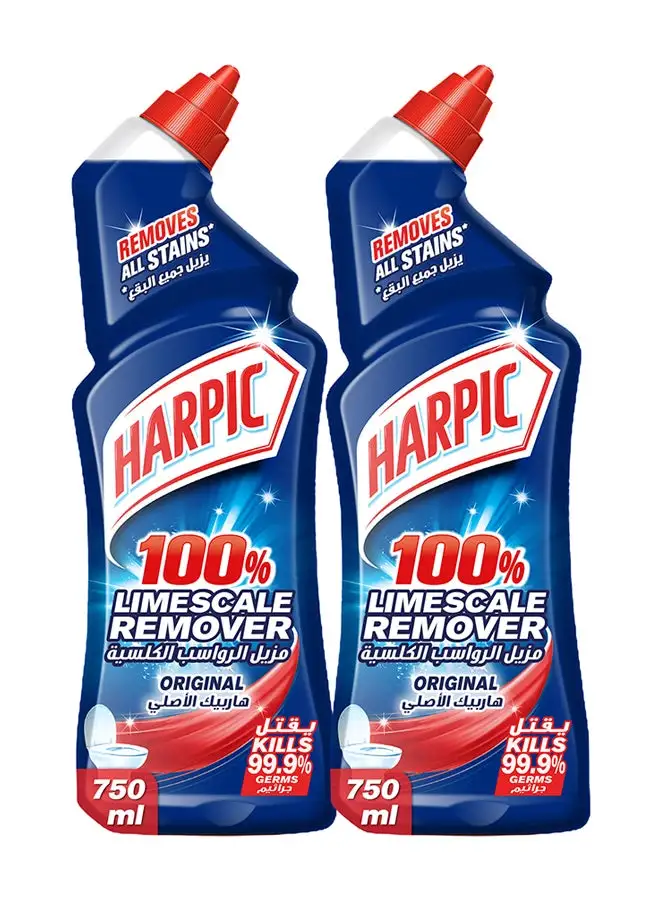 Harpic Original Liquid Toilet Cleaner 750ml Pack of 2 Blue/White/Red